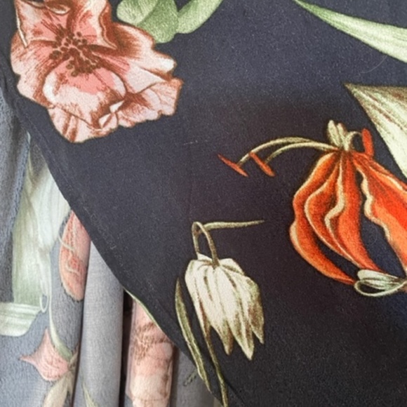 Lulus | Magdalena Navy Blue Floral Print Wrap High-Waist Maxi Skirt | Size S - Picture 11 of 13